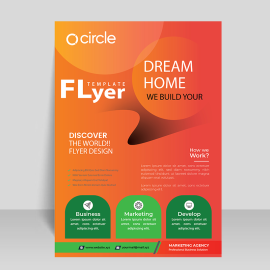 Beautiful abstract gradient orange flyer brochure for multipurpose