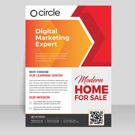 Orange red premium flyer template design for free