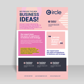 Pink abstract flat funky girl flyer design