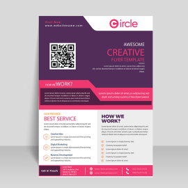 Qr code simple clean flyer template