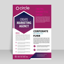 Purple color flyer poster vector with modern look