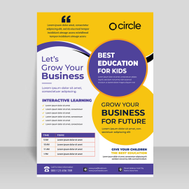 Purple yellow educational flyer template