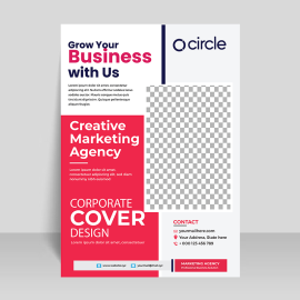 Pink business flyer poster vector for free