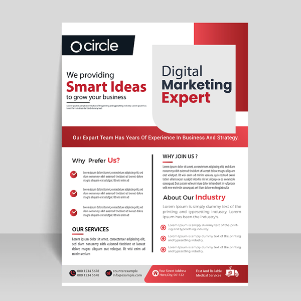 Gradient red simple and clean flyer template - freepng