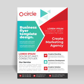Red and mint color clean and simple flyer template