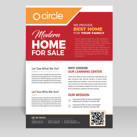 Red modern abstract business flyer template