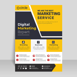 Luxury yellow black leaflet template