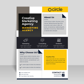Colorful modern black yellow dark theme flyer or poster