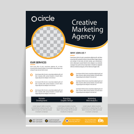 Black leaflet design with image