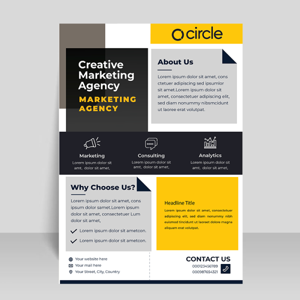 Colorful modern black yellow dark theme flyer or poster - freepng