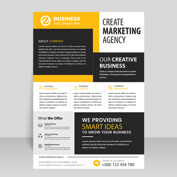 Yellow black professional flyer template vector - freepng