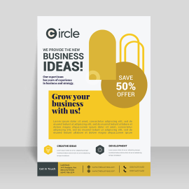 Mustard yellow beautiful pattern flyer design