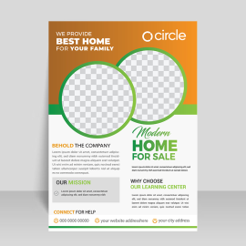 Modern geometric style home sale flyer leaflet vector