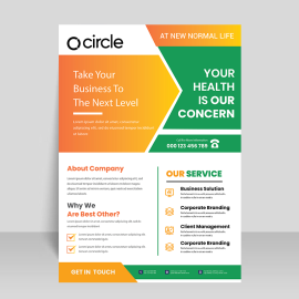 Gradient green orange flyer template design