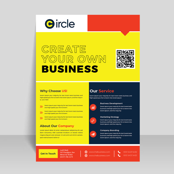 Bright yellow funky flyer brochure template leaflet design - Free Png ...