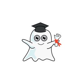Cute ghost wearing graduation cap vector