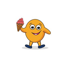 Cute egg yolk holding eating ice cream vector