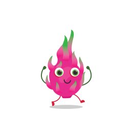 Cute funny dragon fruit cartoon character