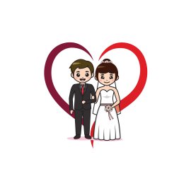 Cute wedding cartoon couple vector