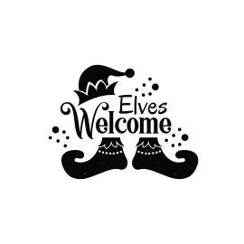 Elves welcomes typography with isolates elves and hat