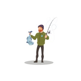 Fisherman catches big fish vector