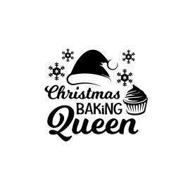 Free abstract cup cake with Christmas baking queen typography
