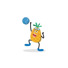 Funny pineapple cartoon vector playing basketball
