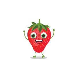 Happy strawberry mascot free vector