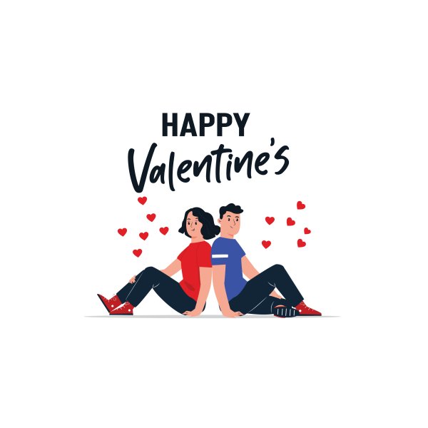 Happy Valentines day couple illustration vector - freepng