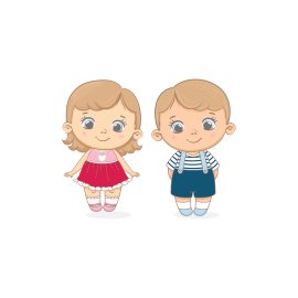 Little boy and girl vector illustration