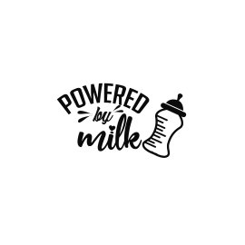 Powered by milk bottle typography vector premium