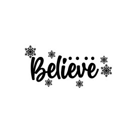 Premium believe typography vector with snowflakes