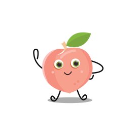 Smiling vector peach mascot premium cartoon style