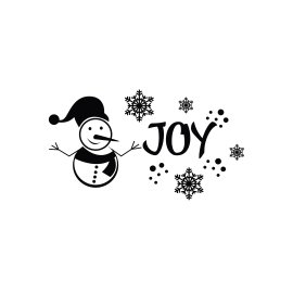 Snowman joy typography with isolated snowflake vector