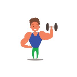 Strong boy lifting dumbbells vector for free