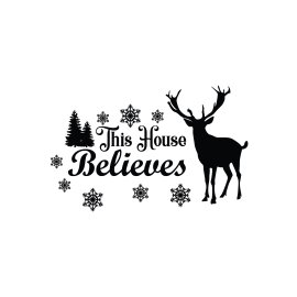 This house believes reindeer silhouette card poster design