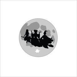 Black witches silhouette flying over the moon vector