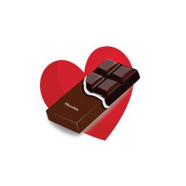 Valentine day love heart heart and chocolate bar vector