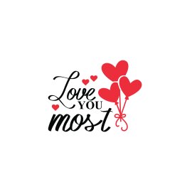 Love you most with heart balloons vector