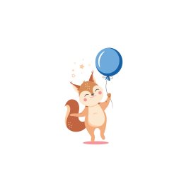 Vector cute cat holding balloons celebrating birthday