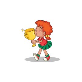 Vector girl champion kissing trophy free vector