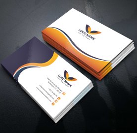Professional business card template vector orange black color