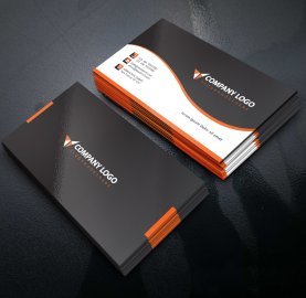 Black white orange vector business card design