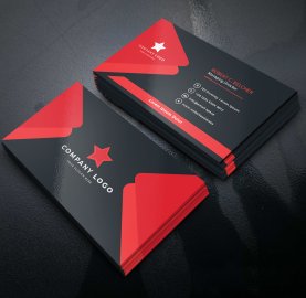 Black red vector business card template