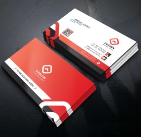 Simple red and white business card template