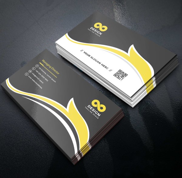 Abstract yellow business card template - freepng