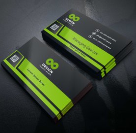 Black green corporate business card vector template