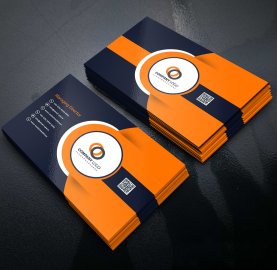Orange black vector business card