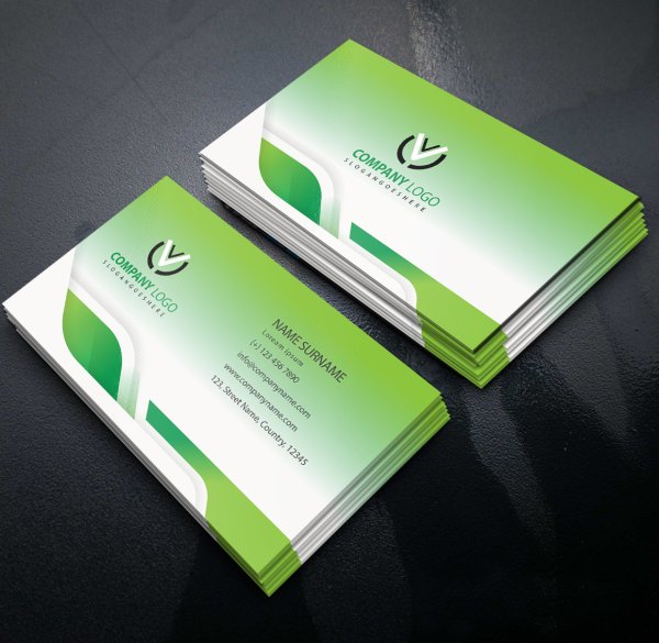 Green gradient vector business card design - freepng