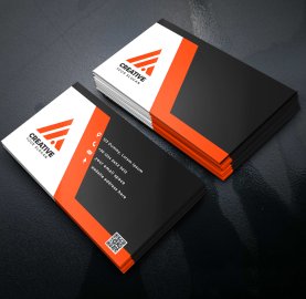 Abstract orange and black vector business card template